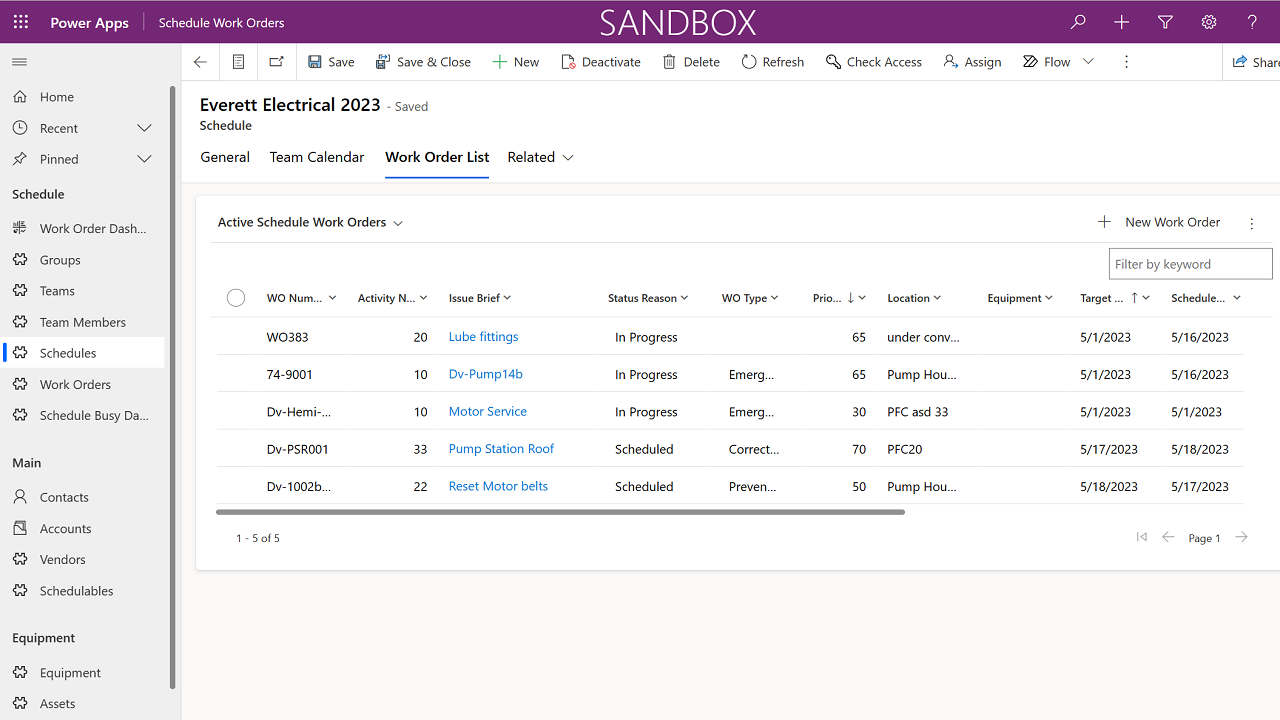 Schedule Work Orders - A Power App Accelerator for Work Management